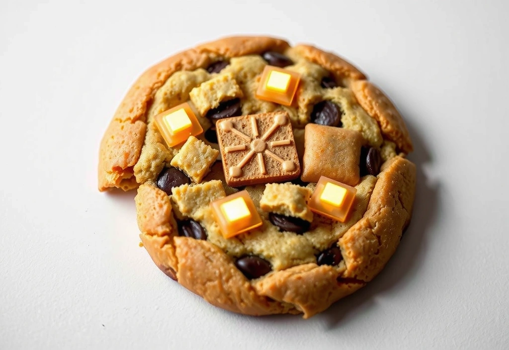 Ilustración de una galleta digital con chips de información