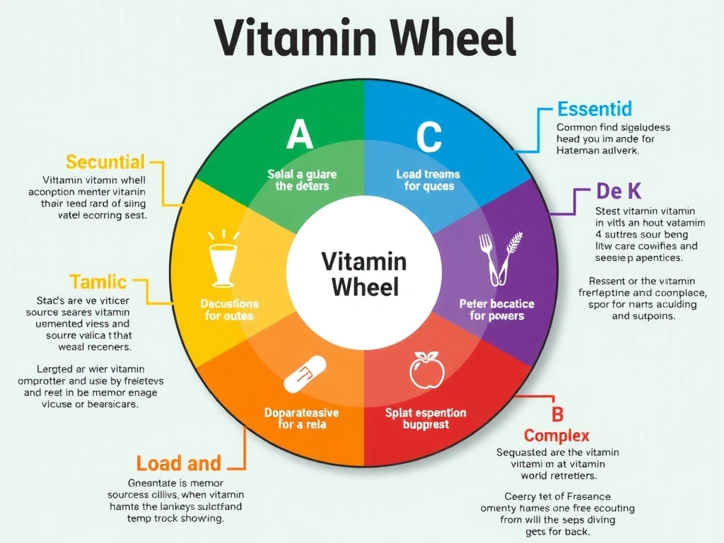 Infografía de la rueda de vitaminas esenciales