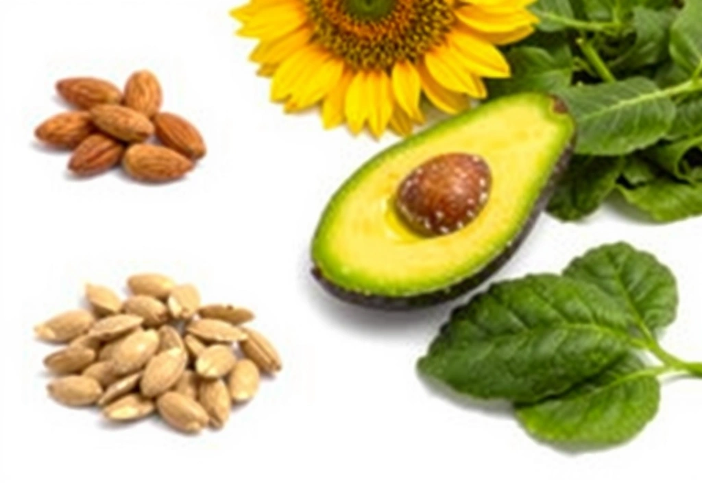 Ilustración de alimentos ricos en Vitamina E